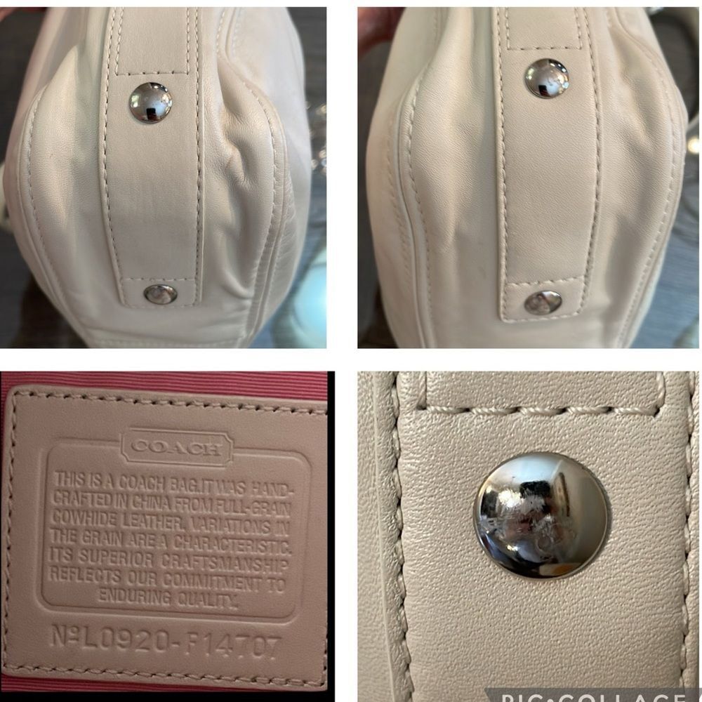 Coach Zoe Hobo Shoulder Bag F147007 Pearl Off White Leather - Picture 11 of 17